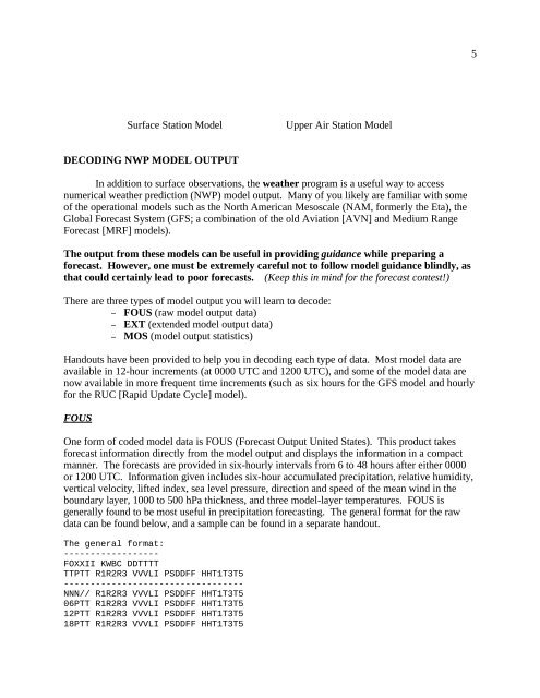 AOS 452 Lab 1: UNIX and the WEATHER program - Marrella