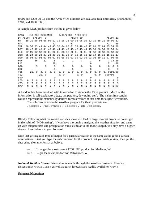 AOS 452 Lab 1: UNIX and the WEATHER program - Marrella