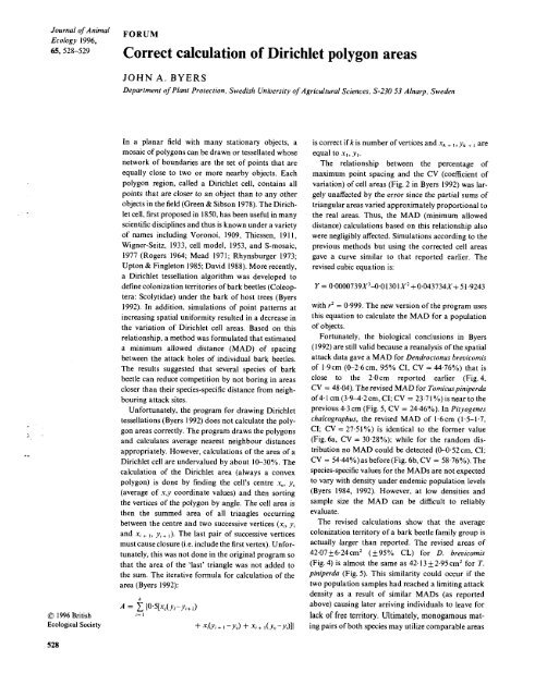 Correct calculation of Dirichlet polygon areas - Chemical Ecology