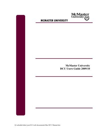 Mac DCU Manual - Office of the Registrar - McMaster University