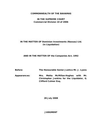 COMMONWEALTH OF THE BAHAMAS - Supreme Court