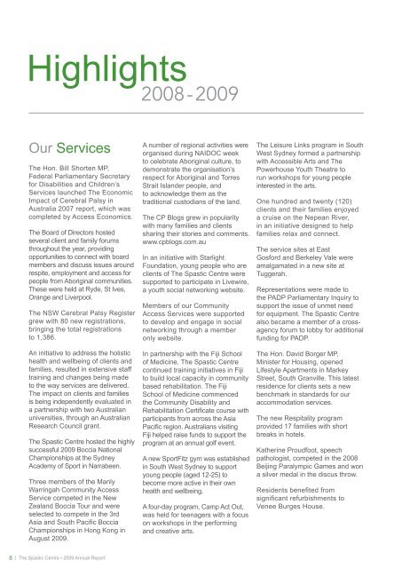 2009 Annual Report - Cerebral Palsy Alliance