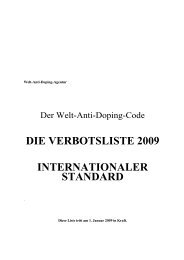 Wada Verbotsliste 2009 - Anwaltskanzlei K. Roth