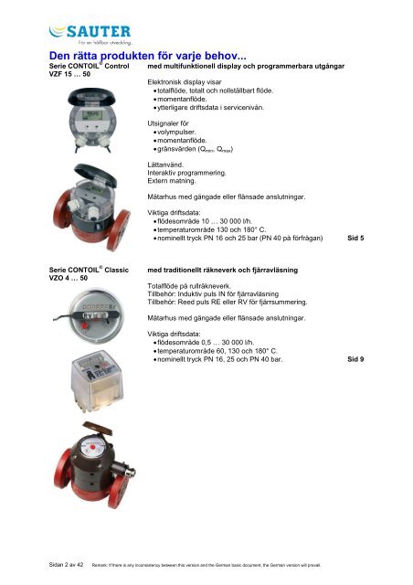 CONTOIL ® Huvudbroschyr 2008 - Sauter Automation AB