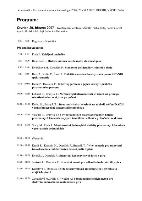 pivovarství a kvasné technologie 2007 - Vysoká škola chemicko ...