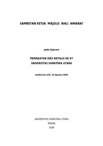 Sambutan Ketua MWA - USUpress - Universitas Sumatera Utara