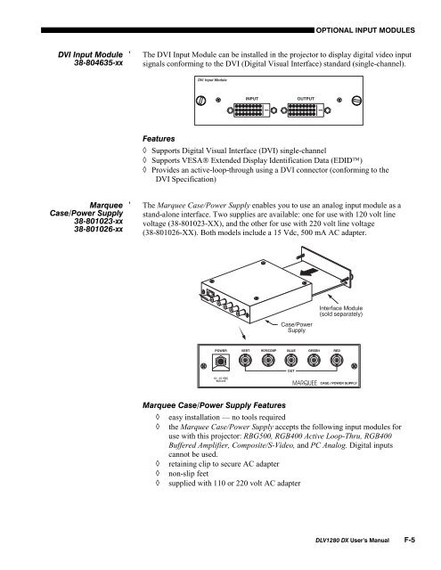 DLV1280-DX User Manual - Christie Digital Systems