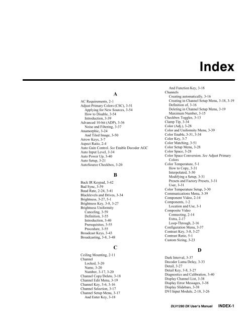 DLV1280-DX User Manual - Christie Digital Systems