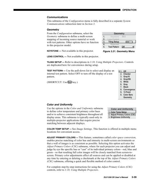 DLV1280-DX User Manual - Christie Digital Systems