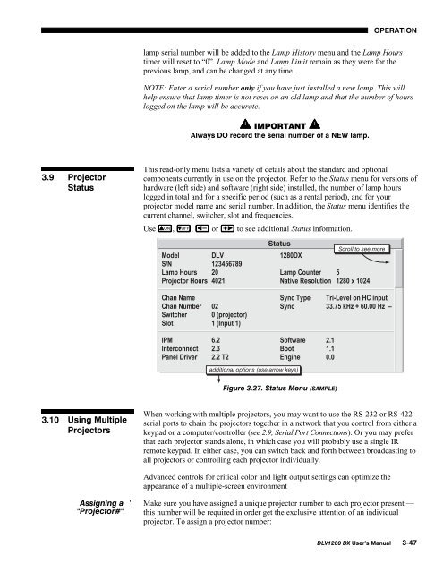 DLV1280-DX User Manual - Christie Digital Systems