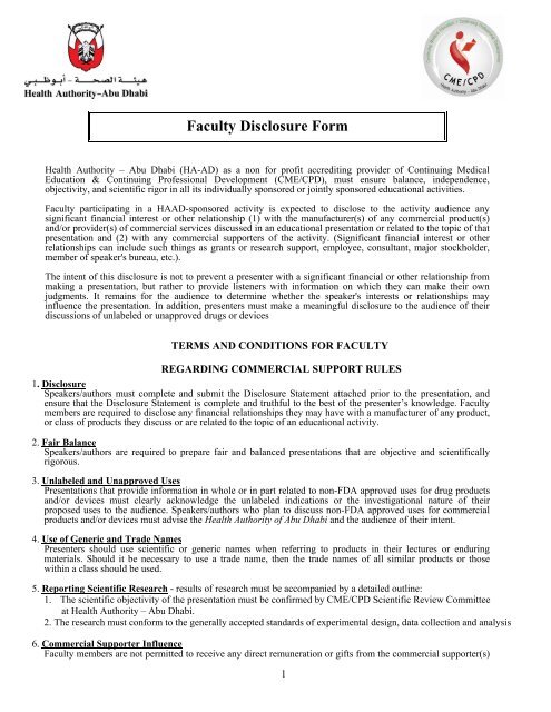 HAAD Faculty Disclosure Form