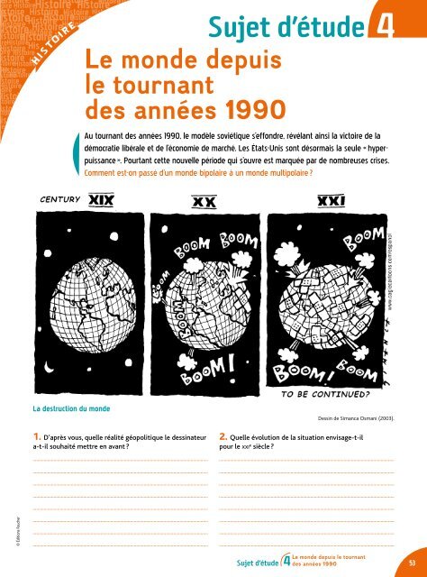 Sujet d'Ã©tude 4 Le monde depuis le tournant des annÃ©es ... - Decitre