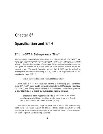 Chapter 8* Sparsification and ETH