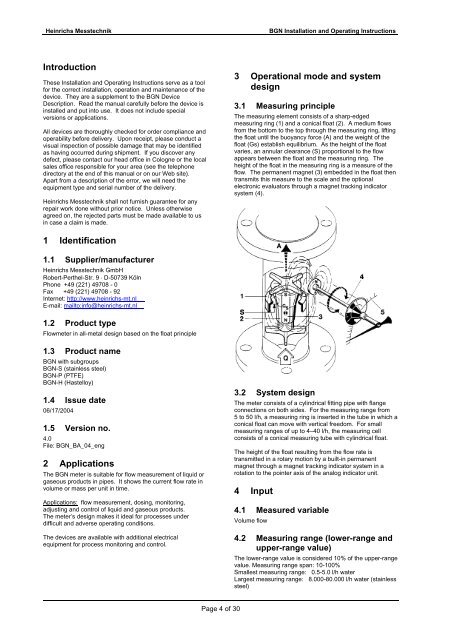 Variable-Area Flowmeter Installation and Operating ... - Adinco bv