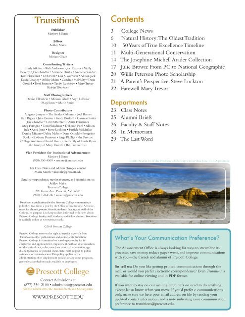 Transitions Magazine Spring 2013 - Prescott College