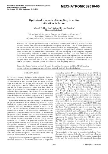 Optimized Dynamic Decoupling in Active Vibration Isolation