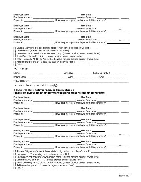 Housing Application - Absentee Shawnee Tribe Of Oklahoma