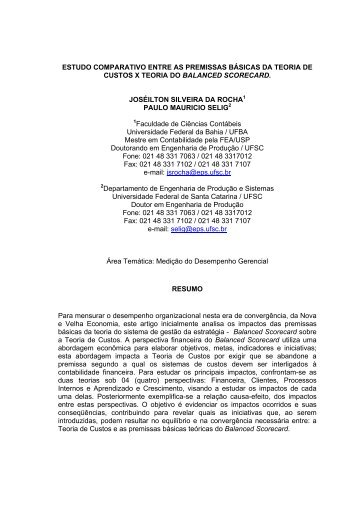 estudo comparativo entre as premissas bÃ¡sicas da teoria de custos