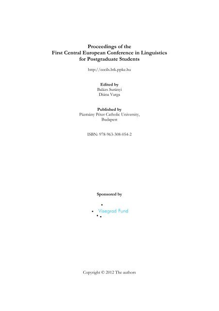 Proceedings of the First Central European Conference in ... - CECIL'S