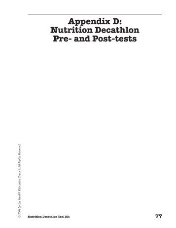 Appendix D: Nutrition Decathlon Pre- and Post-tests