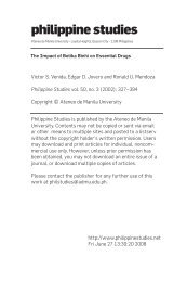 The Impact of Botika Binhi on Essential Drugs - Philippine Studies