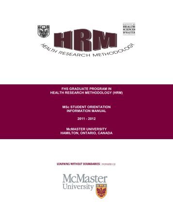 HRM MSc Manual 2007/08 - Faculty of Health Sciences - McMaster ...