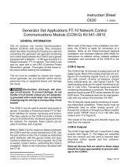 Instruction Sheet C630 Generator Set Applications FT-10 Network ...