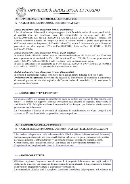 Rapporto di riesame Biotecnologie (I Livello) - Scuola Universitaria ...