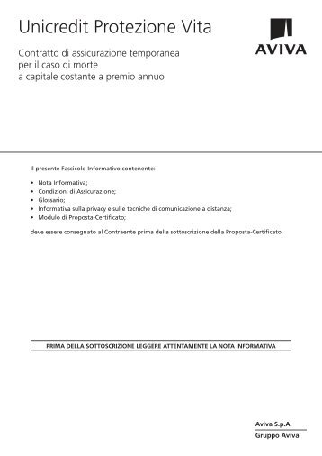 2. condizioni di assicurazione unicredit protezione vita - Aviva