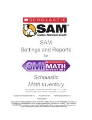 SAM Settings and Reports Scholastic Math Inventory