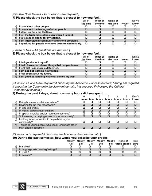 Toolkit for Evaluating Positive Youth Development