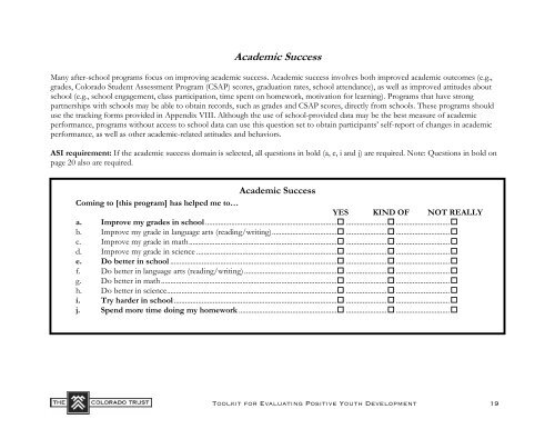 Toolkit for Evaluating Positive Youth Development