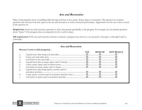 Toolkit for Evaluating Positive Youth Development