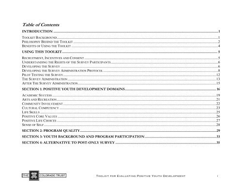 Toolkit for Evaluating Positive Youth Development