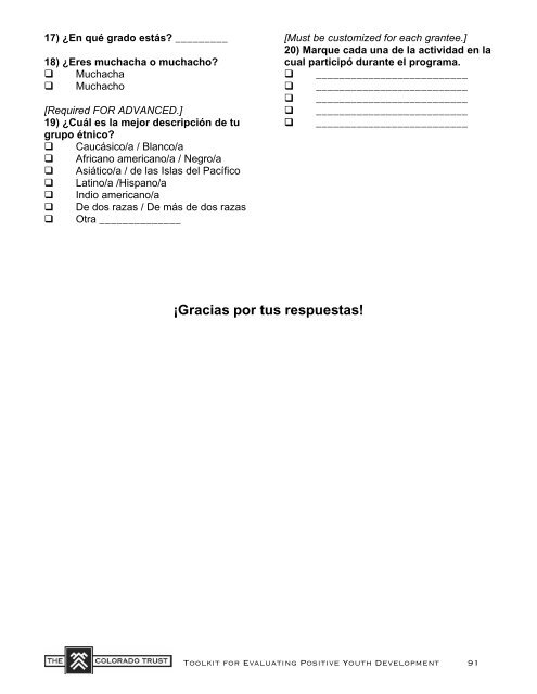 Toolkit for Evaluating Positive Youth Development