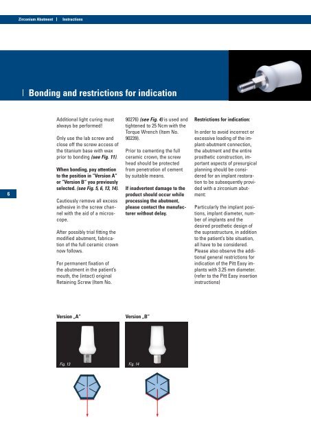 PITT-EASY® Zirconium Abutment Instructions