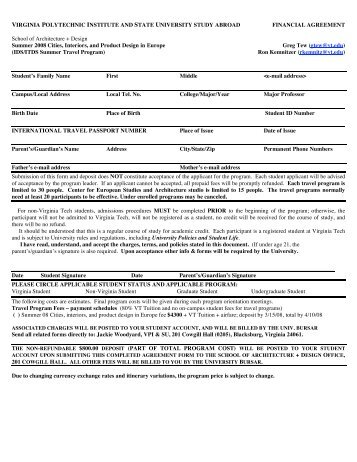 IDS/ITDS Financial Agreement form - School of Architecture + Design