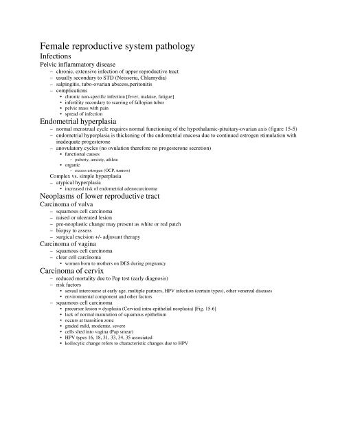 Female reproductive system pathology