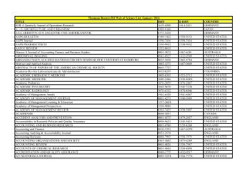 Thomson Reuter/ISI Web of Science List: Science (January ... - Library