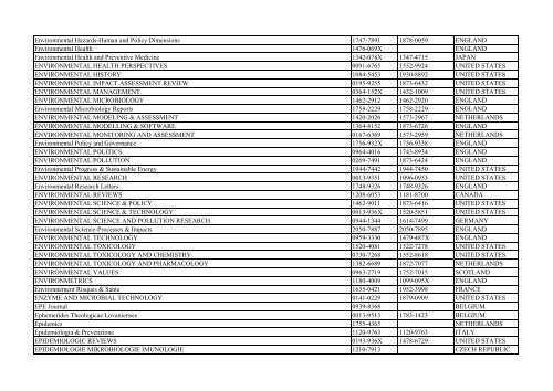 Thomson Reuter/ISI Web of Science List: Science (January ... - Library