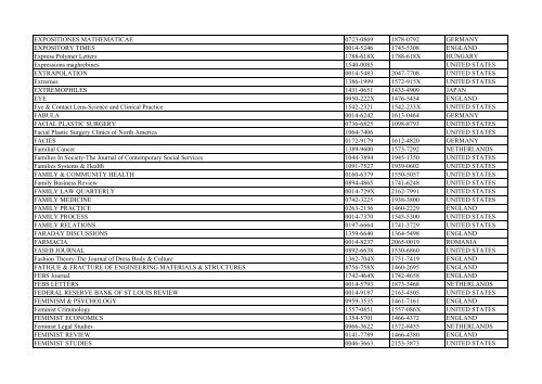 Thomson Reuter/ISI Web of Science List: Science (January ... - Library