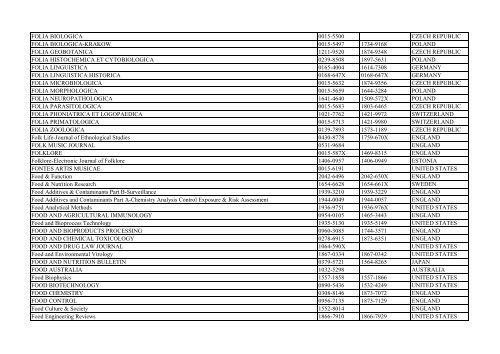 Thomson Reuter/ISI Web of Science List: Science (January ... - Library