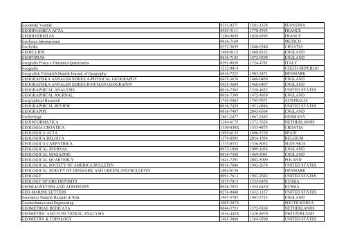 Thomson Reuter/ISI Web of Science List: Science (January ... - Library