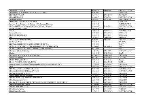 Thomson Reuter/ISI Web of Science List: Science (January ... - Library