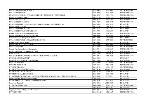 Thomson Reuter/ISI Web of Science List: Science (January ... - Library