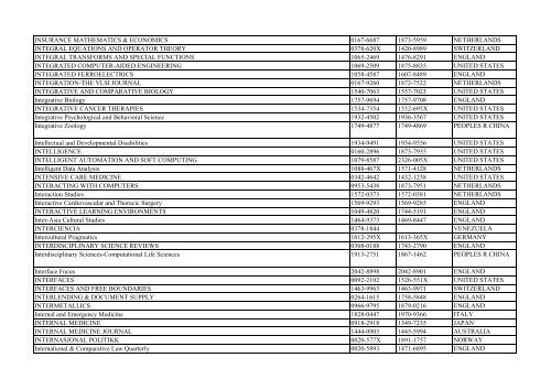 Thomson Reuter/ISI Web of Science List: Science (January ... - Library