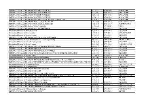 Thomson Reuter/ISI Web of Science List: Science (January ... - Library