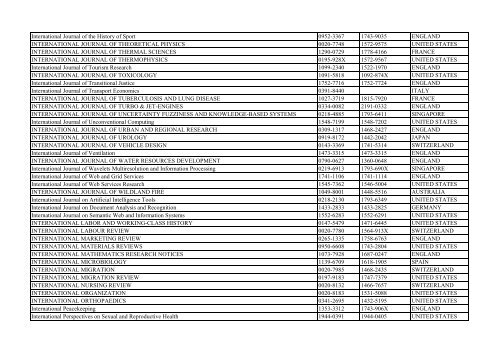 Thomson Reuter/ISI Web of Science List: Science (January ... - Library