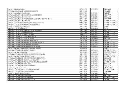 Thomson Reuter/ISI Web of Science List: Science (January ... - Library