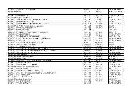 Thomson Reuter/ISI Web of Science List: Science (January ... - Library